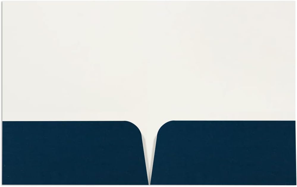 JAM PAPER Custom Printed Semi-Gloss Folders with Round Corner Pockets - Personalized Logo & Text - 10 pt C2S - Navy Blue - 100/Pack
