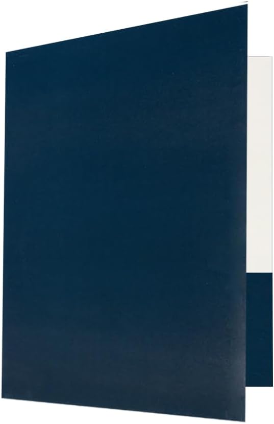 JAM PAPER Custom Printed Semi-Gloss Folders with Round Corner Pockets - Personalized Logo & Text - 12pt C1S - Navy Blue - 100/Pack