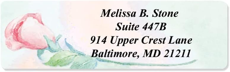 Soft Rose Watercolor Designer Rolled Address Labels with Elegant Plastic Dispenser