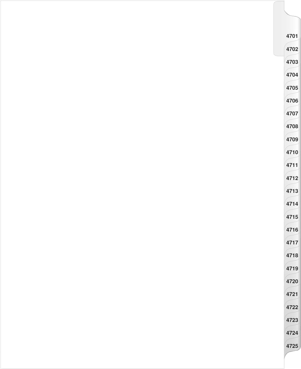 Exhibitindexes® Side Collated Exhibit Tabs AVE Style Bold Tabs Set of 4701-4725 | Made in The USA