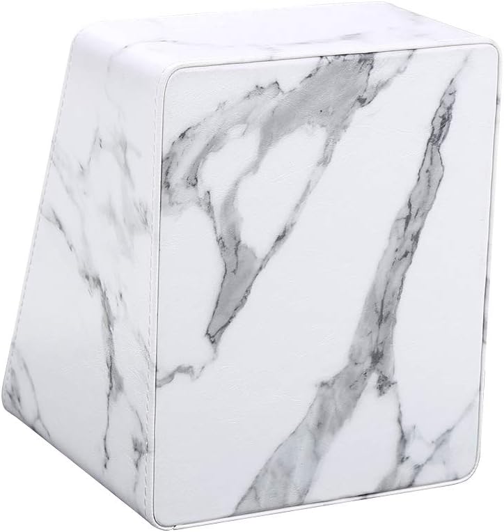 KINGFOM Remote Control Holder with 3 Compartments, Pu Leather Remote Caddy Desktop Organizer for TV, CD, Blu-Ray, Media Player, Heater Controllers and Cosmetics Office Supplies (White Marble)