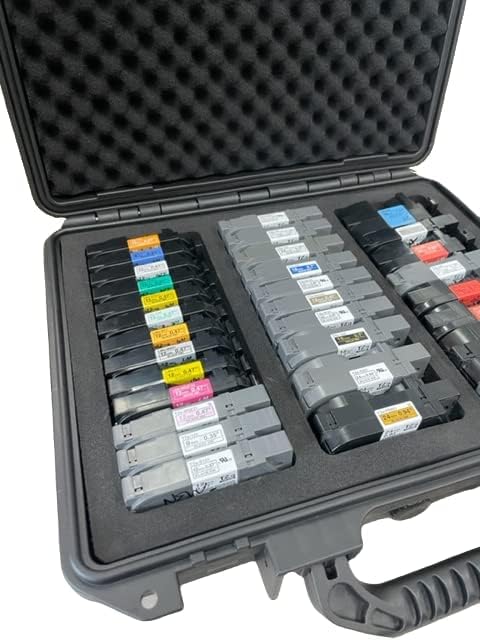 Protective Custom Label Tape Carrying Case for TZe P-Touch Tapes - Holds up to 39 Tapes.