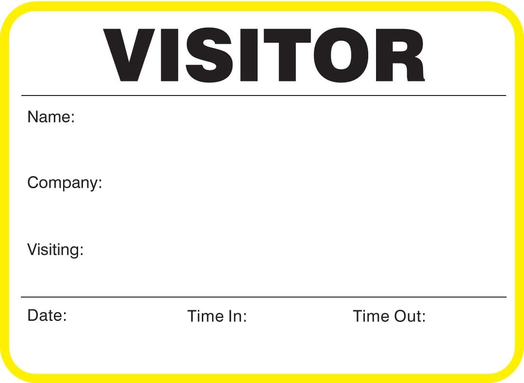 Standard Visitor Badges in Books, Visitor Sign-in Books with Large Badges 3-1/2” x 2-1/2”, 400/Book (Yellow)