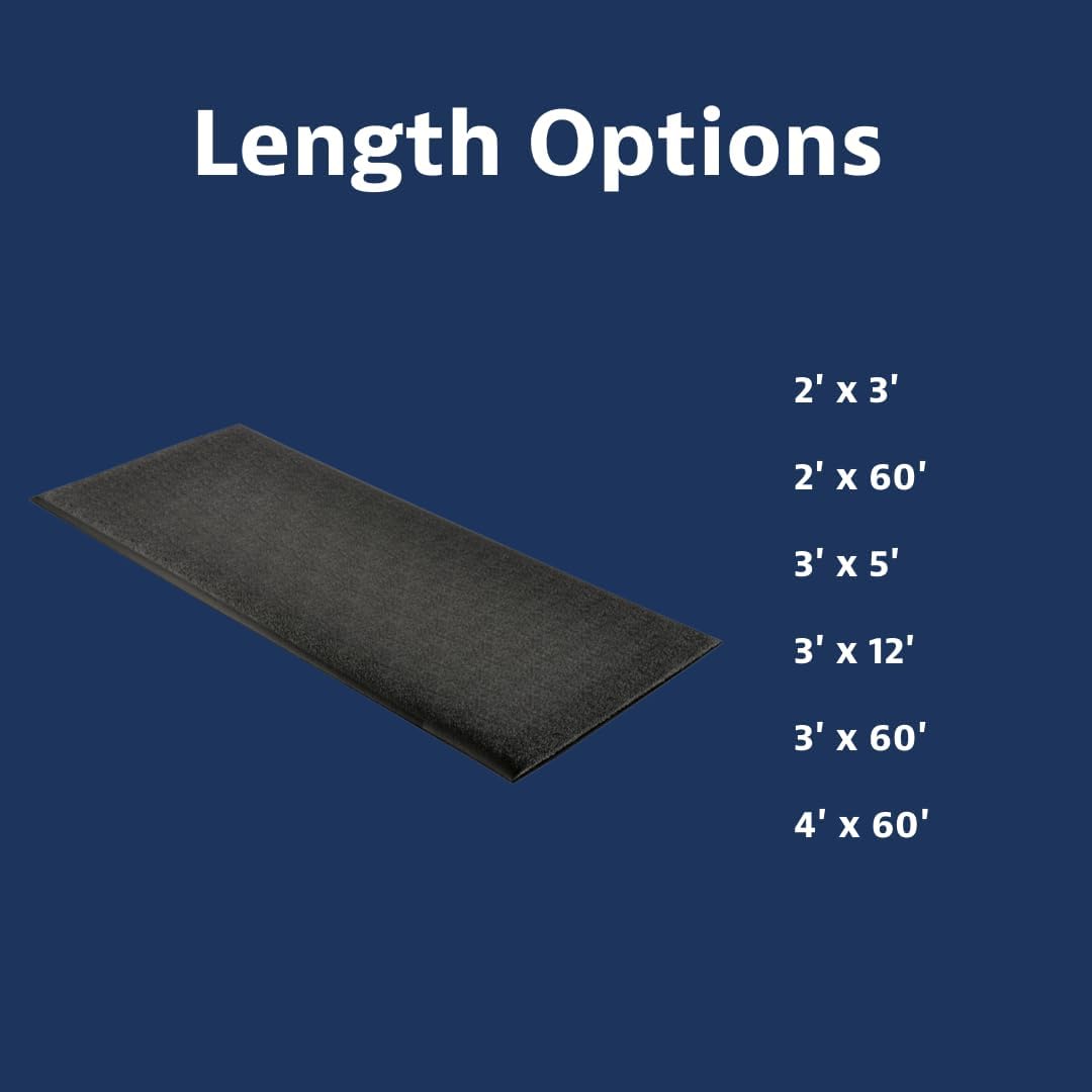 Notrax 411 Sof-Tred™ 2' x 3' x 3/8" Anti Fatigue Mat, Enhanced Slip Resistance with Beveled Edges and Pebbled Surface, Ideal for Industrial and Commercial Workplaces, Black, 411S0323BL