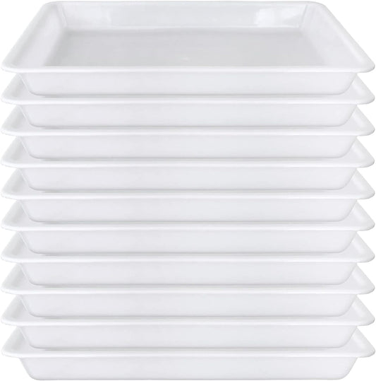 10 Pack Plastic Art Trays,Activity Crafts Tray,Organizer Tray,Serving Tray for Home,School,Kids,DIY Projects,Painting,Beads (White)