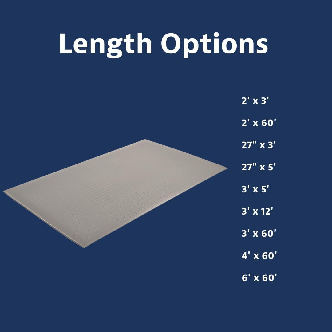 Notrax 410 Airug® 2' x 3' x 5/8" Anti Fatigue Mat, Enhanced Slip Resistance with Beveled Edges and Ribbed Surface, Ideal for Industrial and Commercial Workplaces, Gray, 410S0523GY