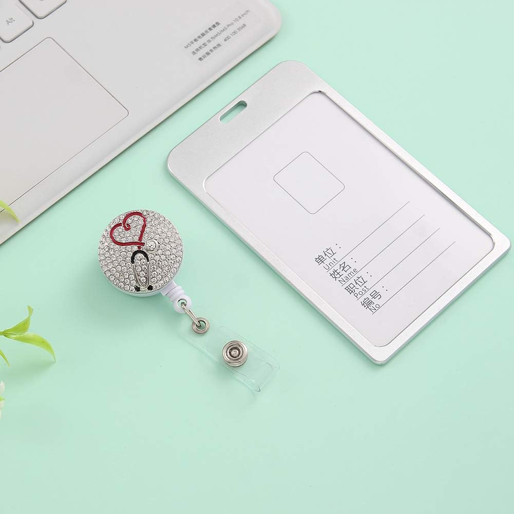 Nurse Retractable Badge Reel, Cute Badge Holder with Alligator Clip, Nurse Badge Clip for ID Card Holders (Stethoscope)