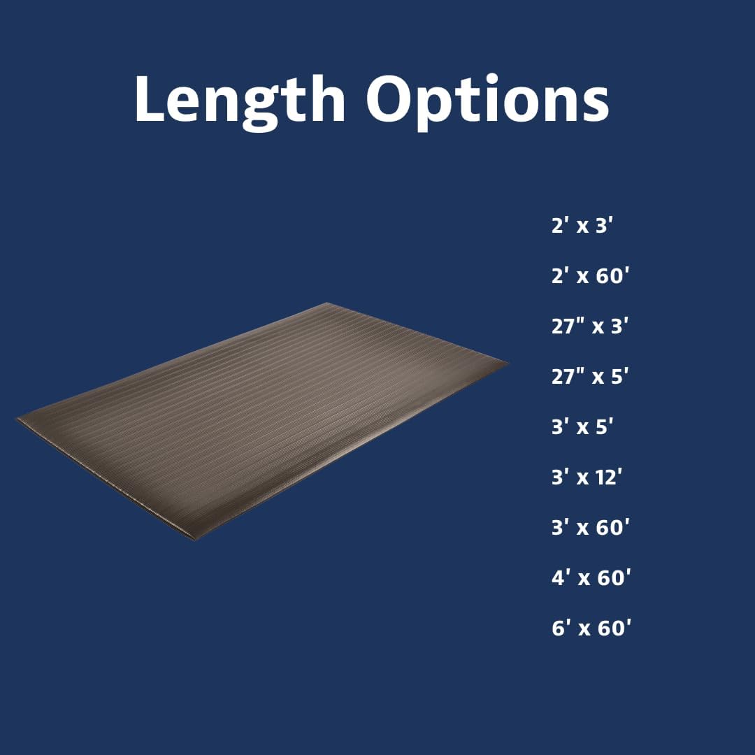 Notrax 410 Airug® 3' x 5' x 3/8" Anti Fatigue Mat, Enhanced Slip Resistance with Beveled Edges and Ribbed Surface, Ideal for Industrial and Commercial Workplaces, Black, 410S0335BL