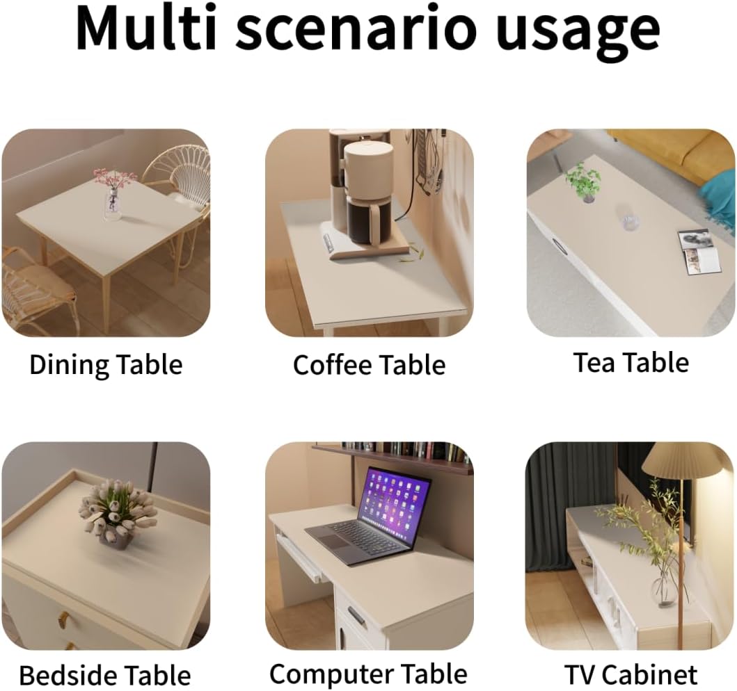 Leather Table Cover,1.8mm Thick,36x54 Inch Table Protector,Table Protector for Dining Room Table,Table Protectors for Rectangle Tables.(Off White+Light Gray,36x54)