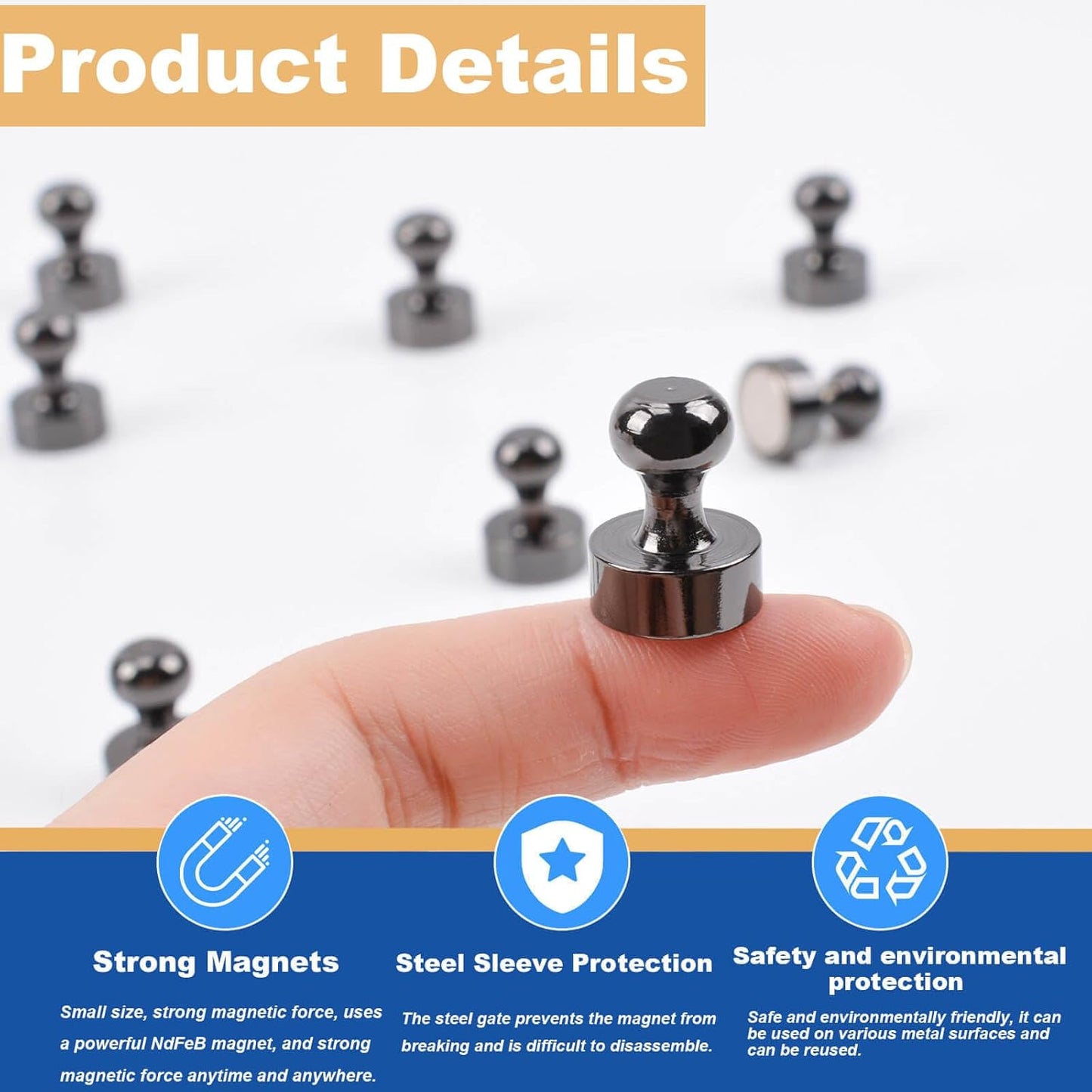 55Pcs Fridge Magnet, Refrigerator Magnets Small Rare Earth Magnet s for Whiteboard Magnets, Strong Push Pin Magnets for Classroom, Office and Dry Erase, Magnetic Decorative