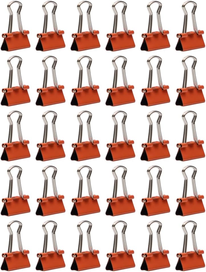 JAM PAPER Colorful Binder Clips - Extra Small - 3/5 Inch (15 mm) - Orange Binderclips - 30/Pack