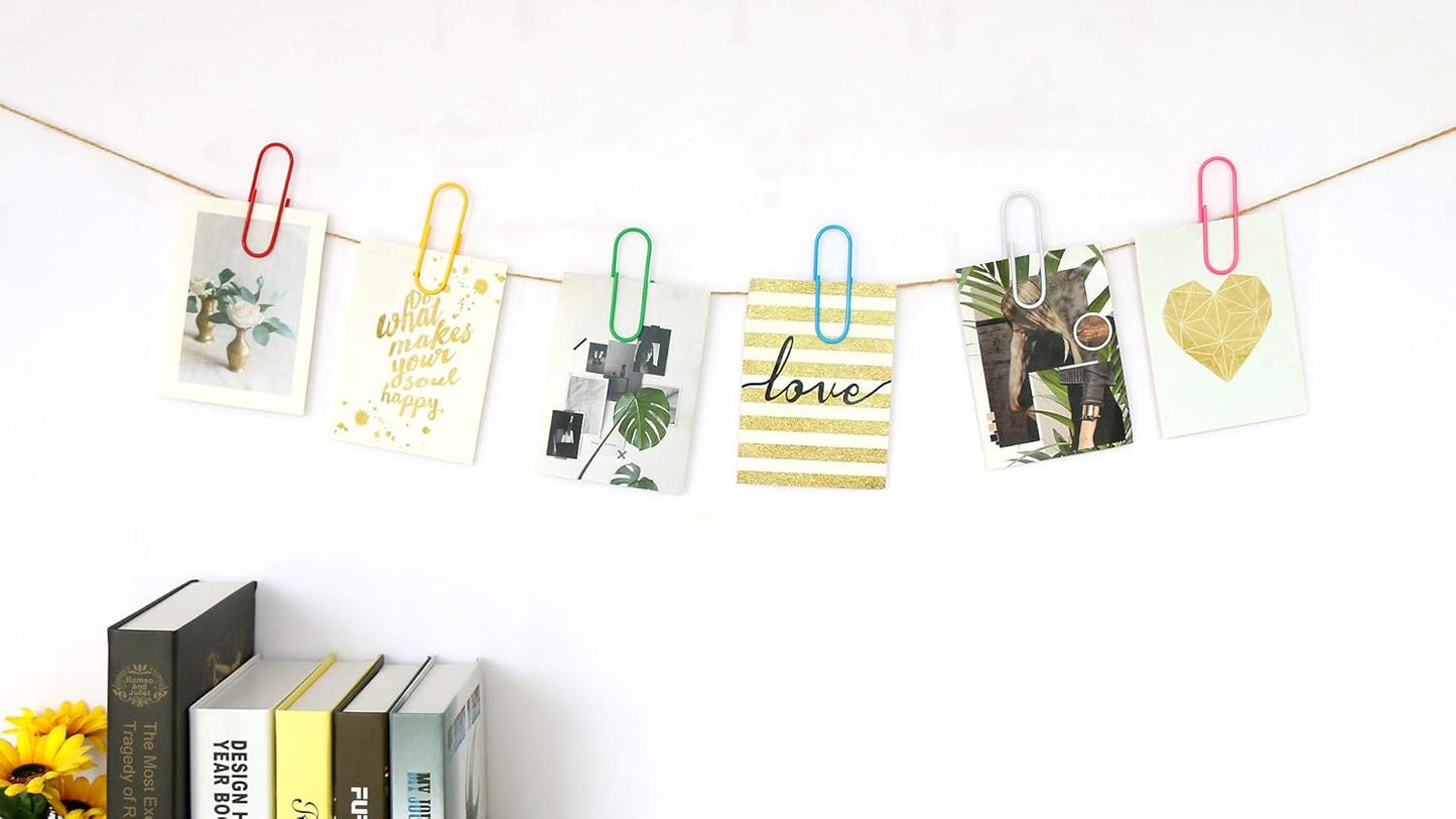 Coideal Super Large Paperclips Colored, 30 Pack 4 Inch Jumbo XL Mega Paper Clips Holder Vinyl Coated Assorted Color for Office (10 cm)