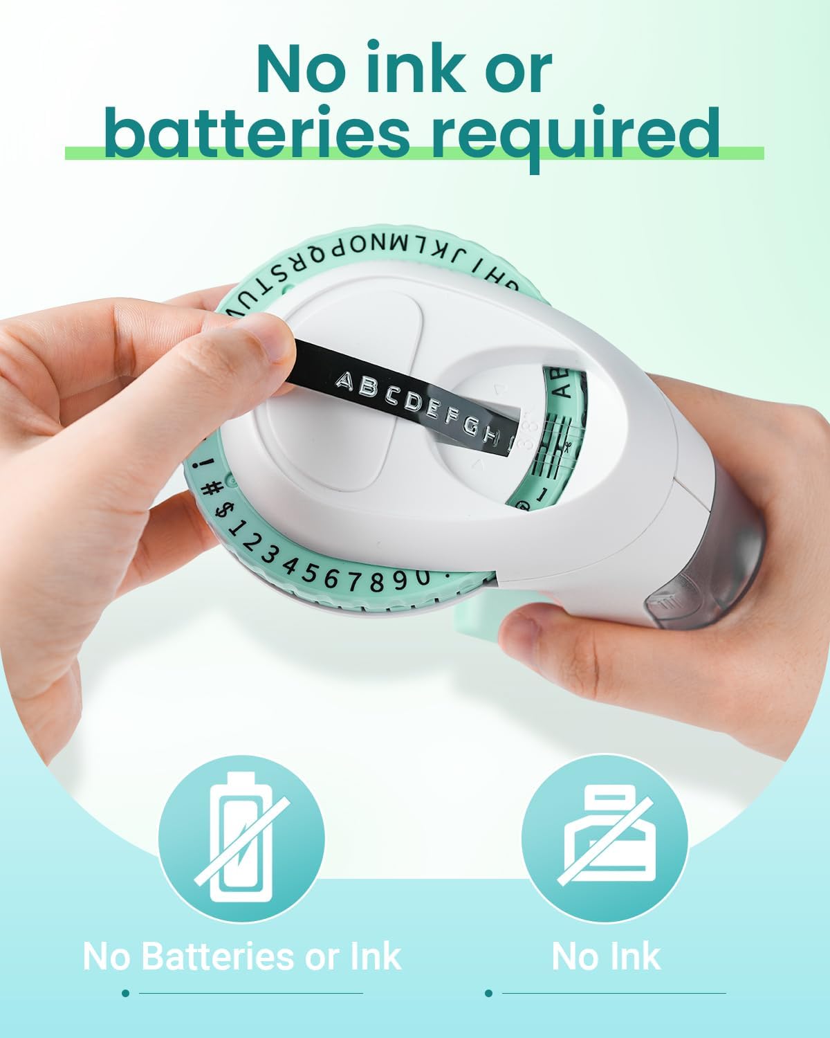 Label KINGDOM Embossing Label Maker with Tape, Omega S Vintage Embossed Label Printer, Portable Handheld Old School Labeler for Office Home School, Green