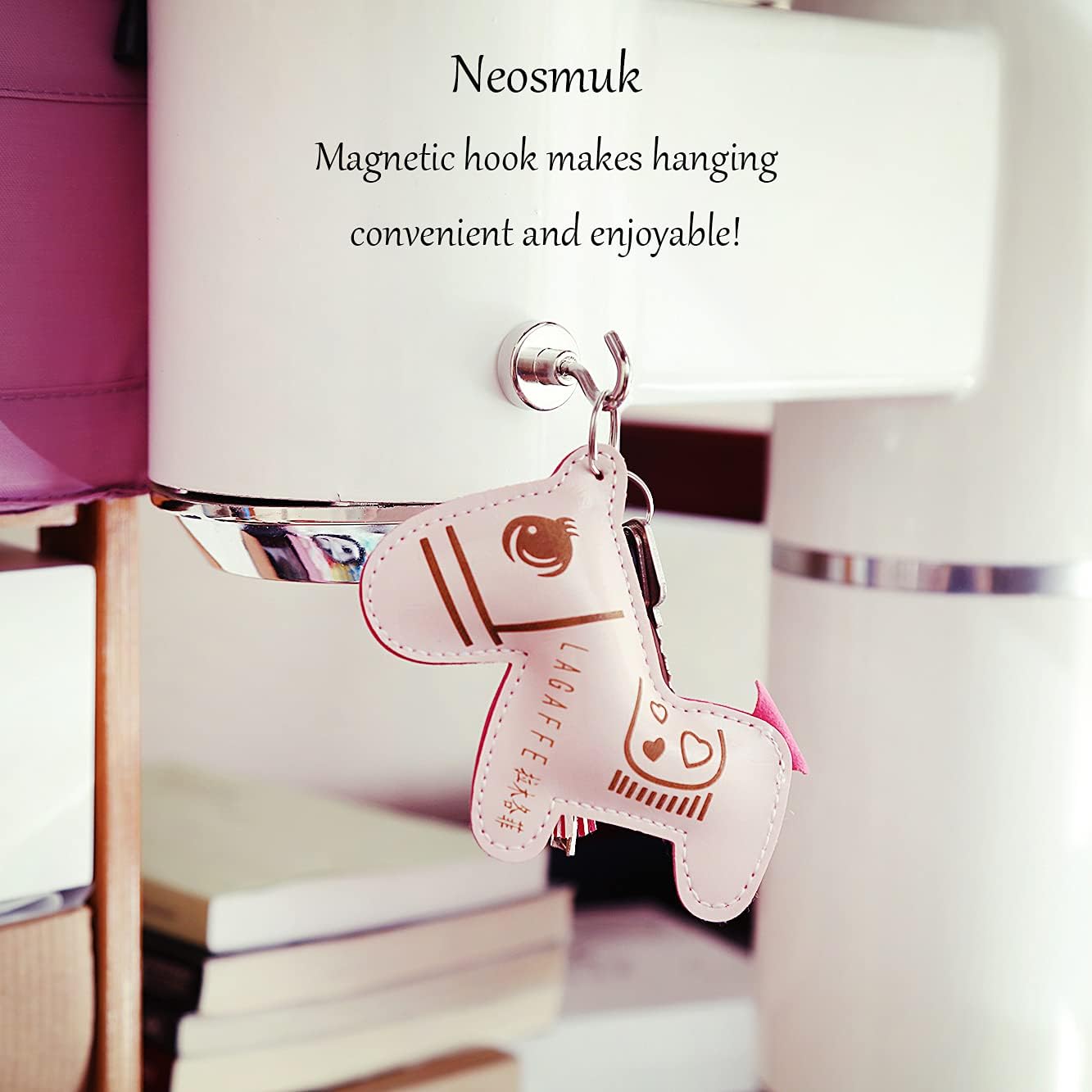 Neosmuk Magnetic Hooks, Heavy Duty Earth Magnets with Hook for Refrigerator, Extra Strong Cruise Hook for Hanging, Magnetic Hanger for Cabins, Grill (Silver White, 4 Pack)