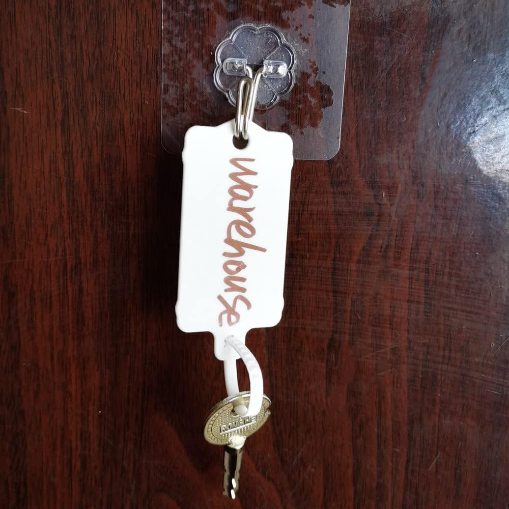 100pcs Reusable Blank Plastic Tags Ties Key Tags 1.45"*2.48" Serrated Tension Sealing Strap with Large Label Plastic Tie Mark Label Waterproof Hang Sign Write on Tag (White, 100pcs)