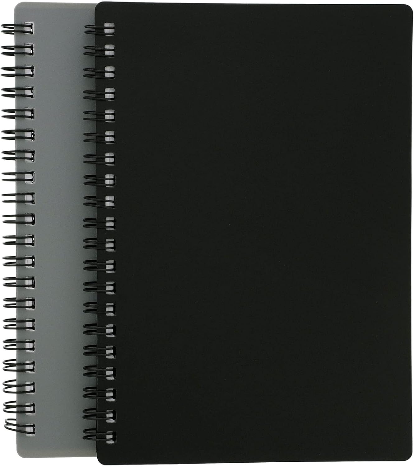 Juvale Password Book with Alphabetical Tabs - 5 x 7 in, 2-Pack, Gray & Black, 80 Lined Pages, Spiral-Bound, Plastic Cover - Password Notebook & Log Book for Username & Login Management