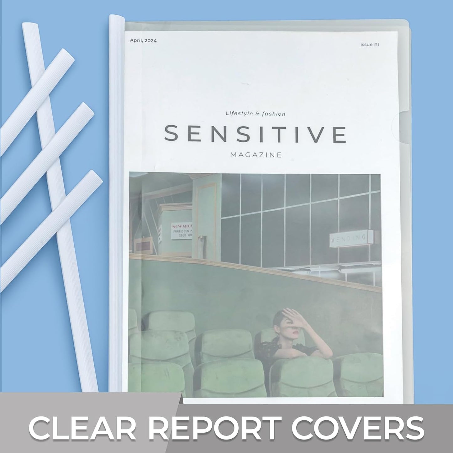 M&G 10 Pack Report Covers with Sliding Bar, 70 Sheet Presentation Folders,10mm Clear Report Folder for A4 and Letter Size Paper,8.7X 12.2inch