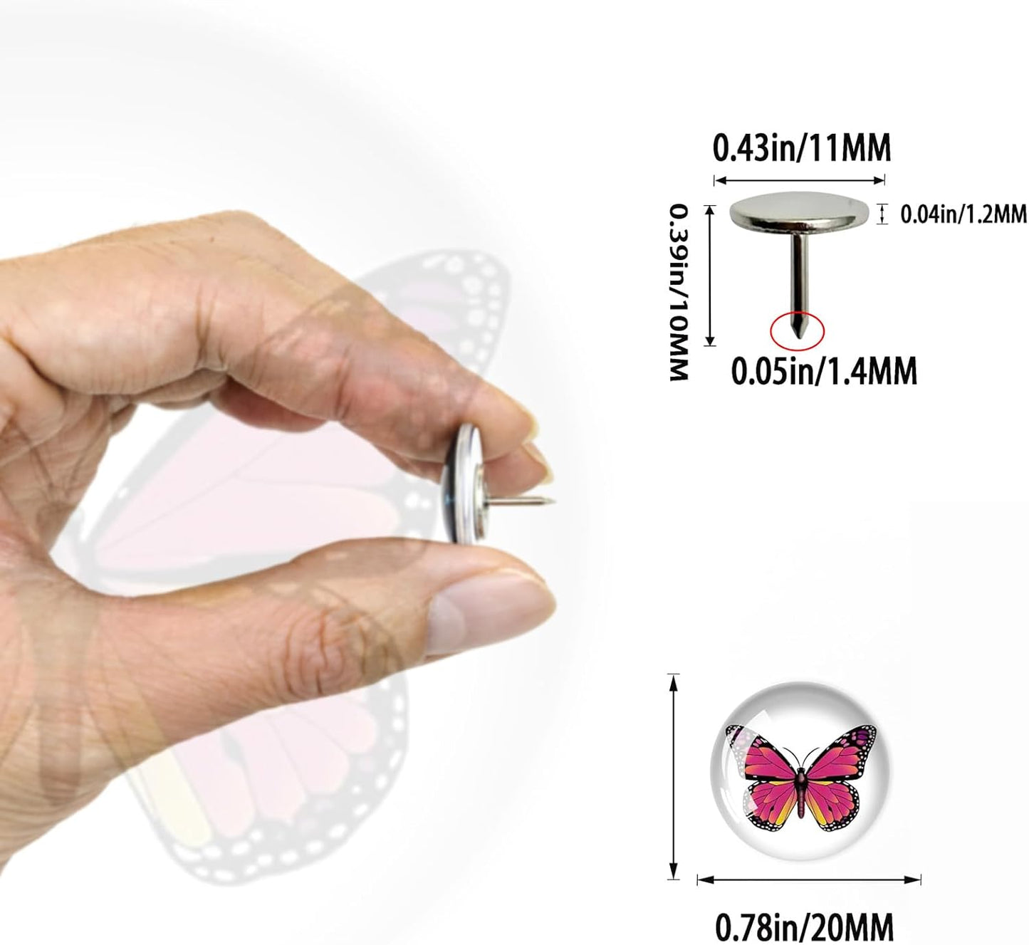 24Pcs Butterfly Push pins,Decorative Push Pins,Cute Push Pins,Thumb Tacks for Bulletin Board Office Organization or Home(24-Butterfly)