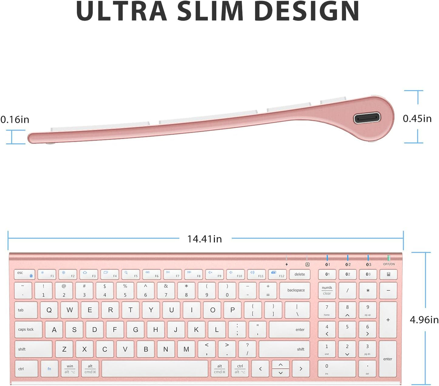 iClever BK10 Bluetooth Keyboard, Universal Bluetooth 5.1 Wireless Keyboard with Number Pad, Ergonomic Design, Multi-Device Compatibility, Stable Connection for Mac, iPad, iPhone, Android, Windows