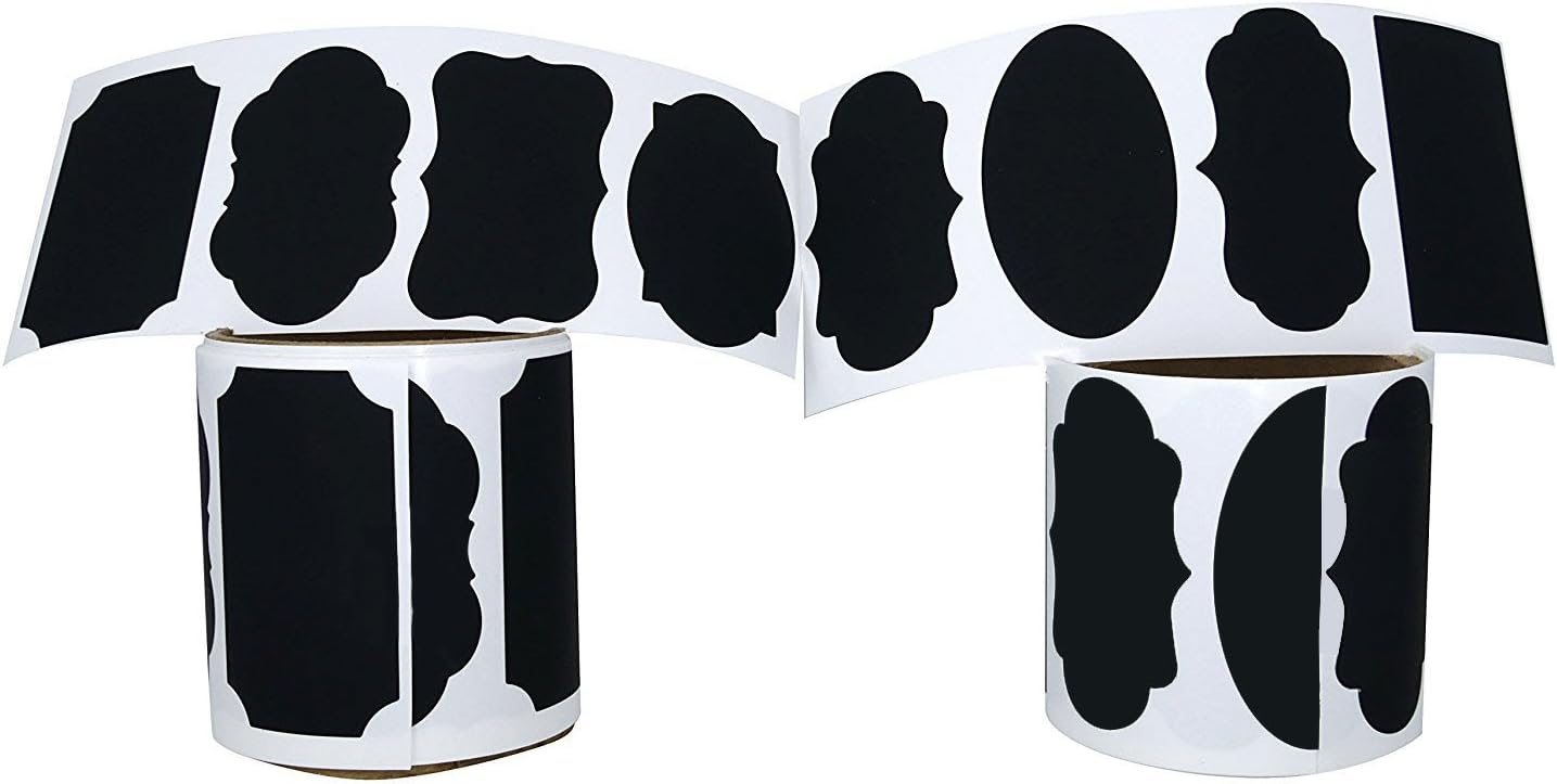 360 Large Chalkboard Labels Premium Reusable Chalkboard Stickers 3MM White Chalk Marker Dual Tip: Bullet/Chisel Labeling Jars,Parties, Craft Rooms, Weddings Organize Your Home & Kitchen (10 Rolls)