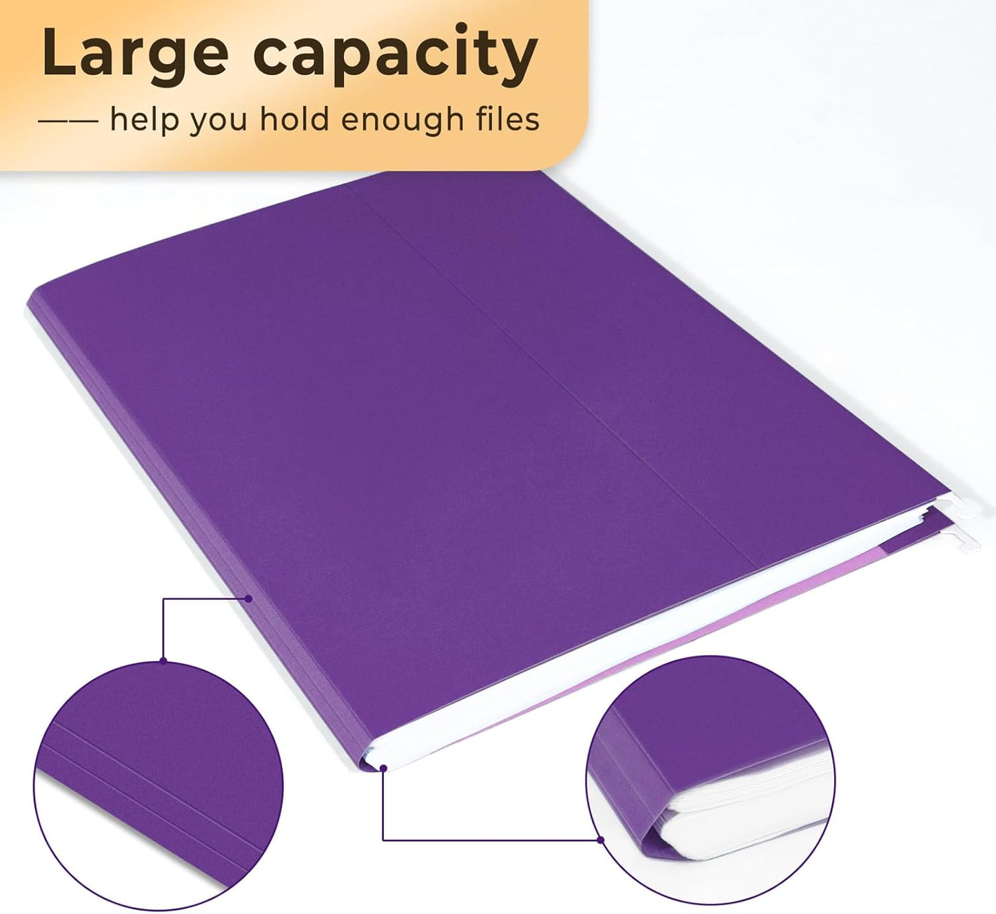SUNEE 25 Pack Hanging File Folders, Purple Folders, Hanging File Folders Letter Size with 1/5-cut Tabs, Stay Organized for Your Home and Office Bulk File and Documents