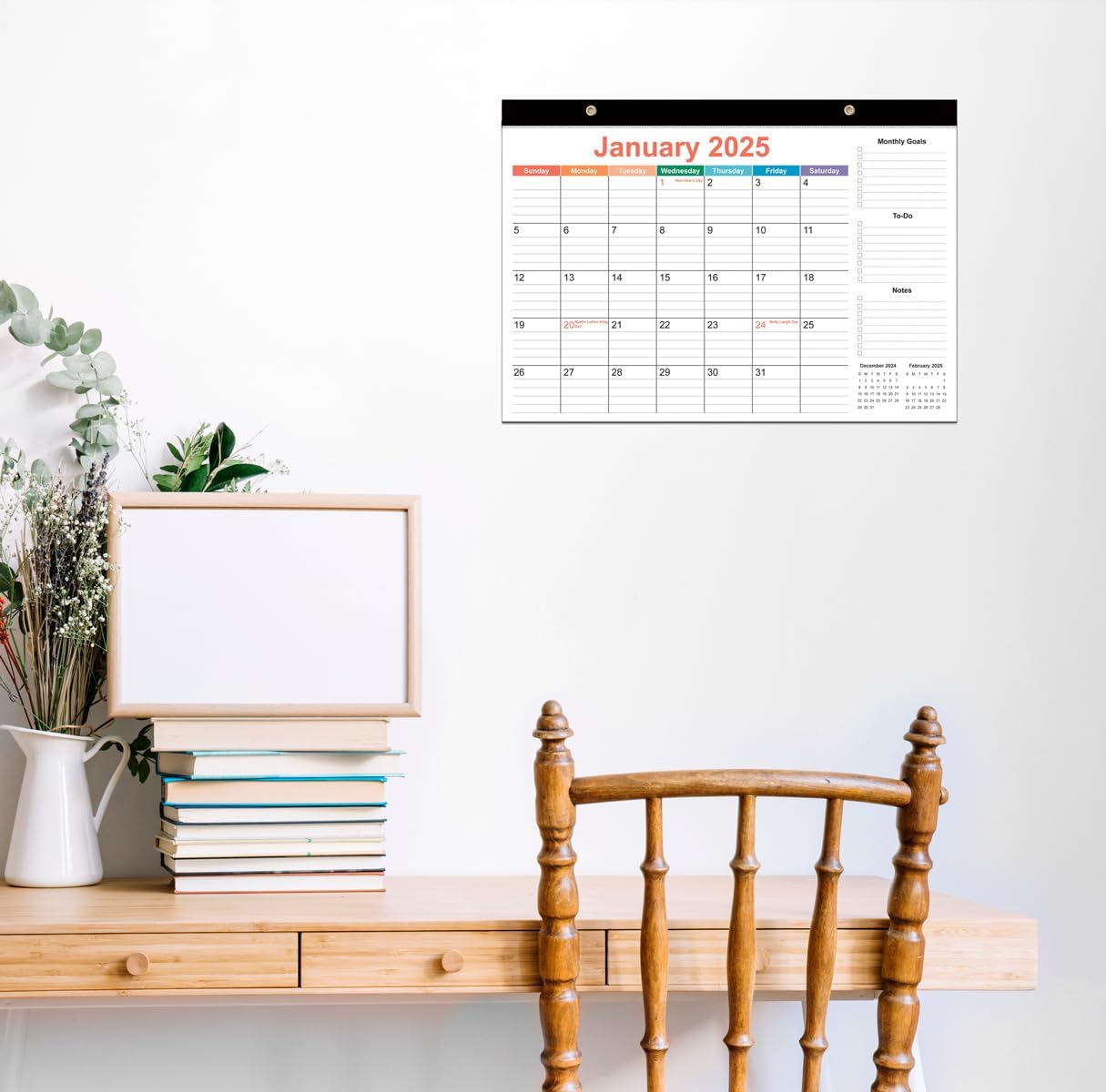 2025-2026 Desk Calendar - 18 Months Calendar from January 2025 to June 2026, Desk Calendar 2025-2026 with Thick Paper, 12" x 17", Colorful