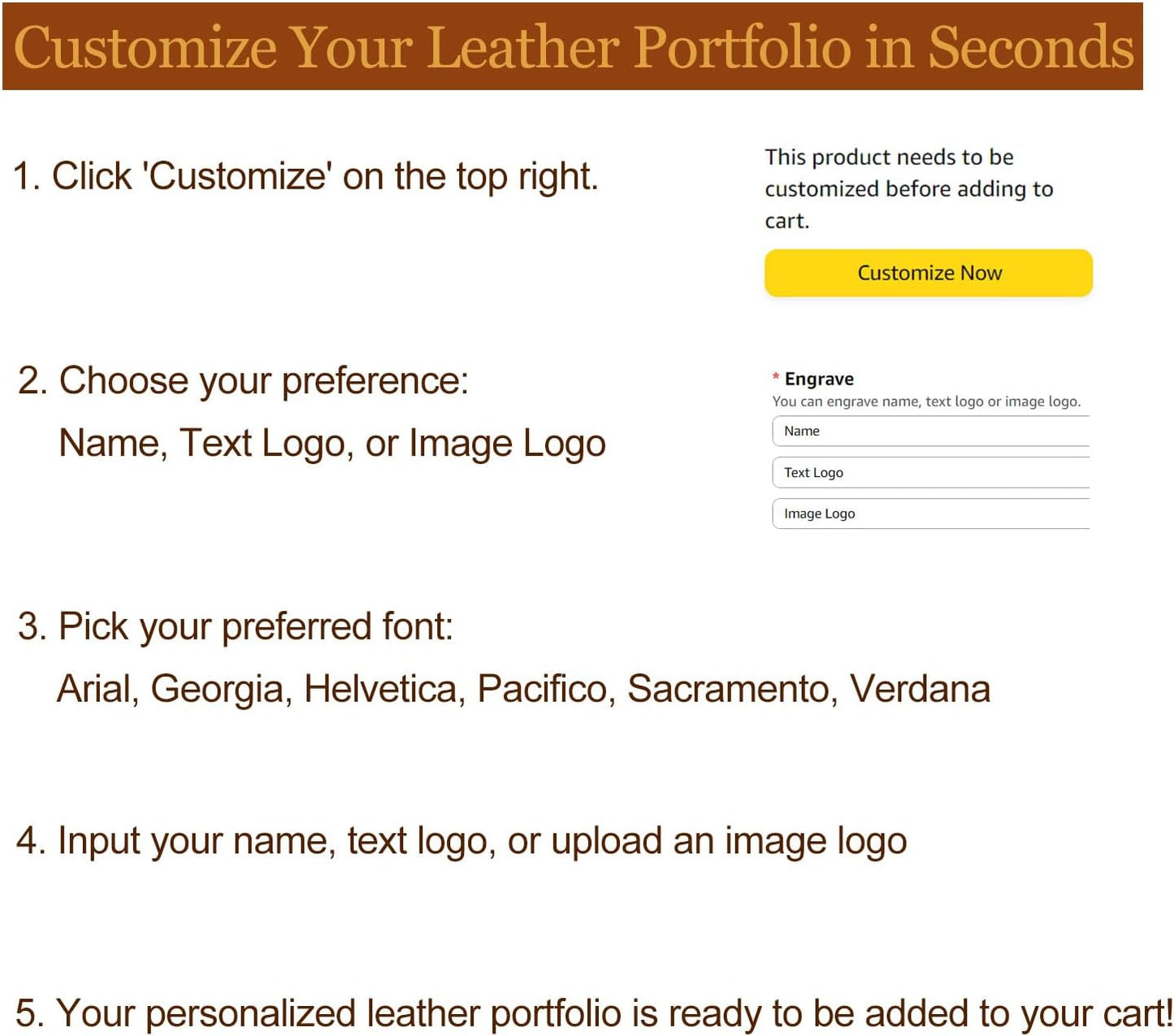Personalized Vegan Leather Portfolio with Front Pocket for Men Women, Custom 8.5 x 11 Legal Pad Notepad Holder, Zippered Business Organizer, Professional Work Folder, Brown