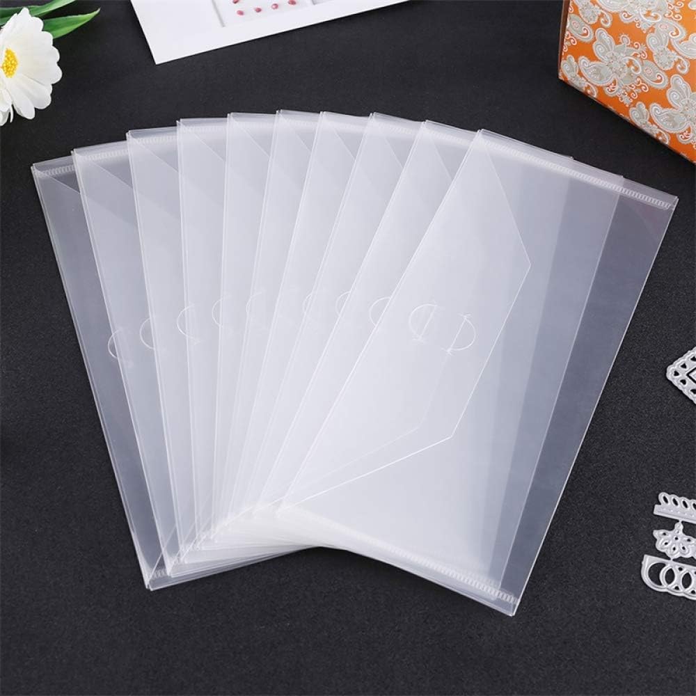 10PCS 9.9"x5.9"& 10PCS 9.4x3.9 Large Dies & Stamp Storage Pockets Resealable Clear Plastic Seal Bags Envelope Storage Case for Cutting Dies Stencil Album Photo Paper Card Colletcion Scrapbooking Tool