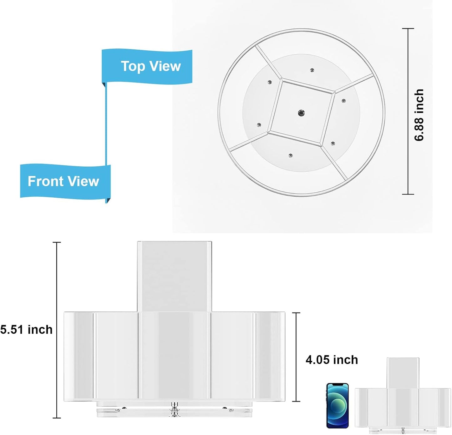 Marbrasse Acrylic Pen Holder, 360-degree Rotating Clear Pen Organizer for Desk, Desktop Stationery Organizer Caddy for Office School Home & Art Supplies (Acrylic Circle)