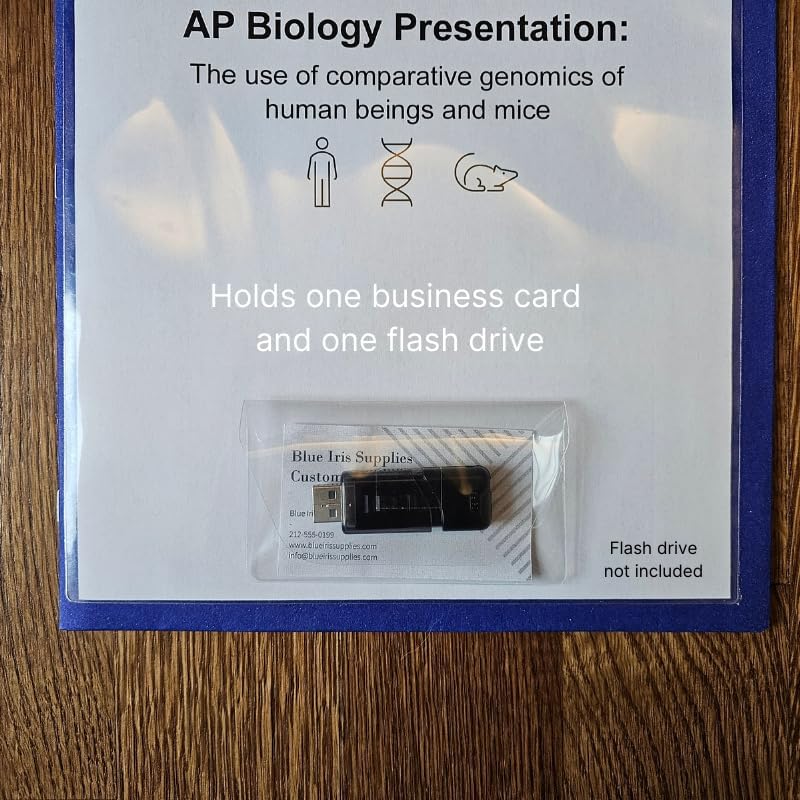 Business Card Pocket - Flash Drive Pocket - Self Adhesive - Open Long - Resealable Flap - BIS10130 (500-Pack), Clear