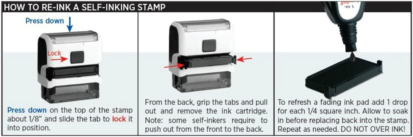 Infusion Self-Inking Custom Rubber Stamp (Personal or Business Use) - Choose from 16 Colors (3/8" x 1")