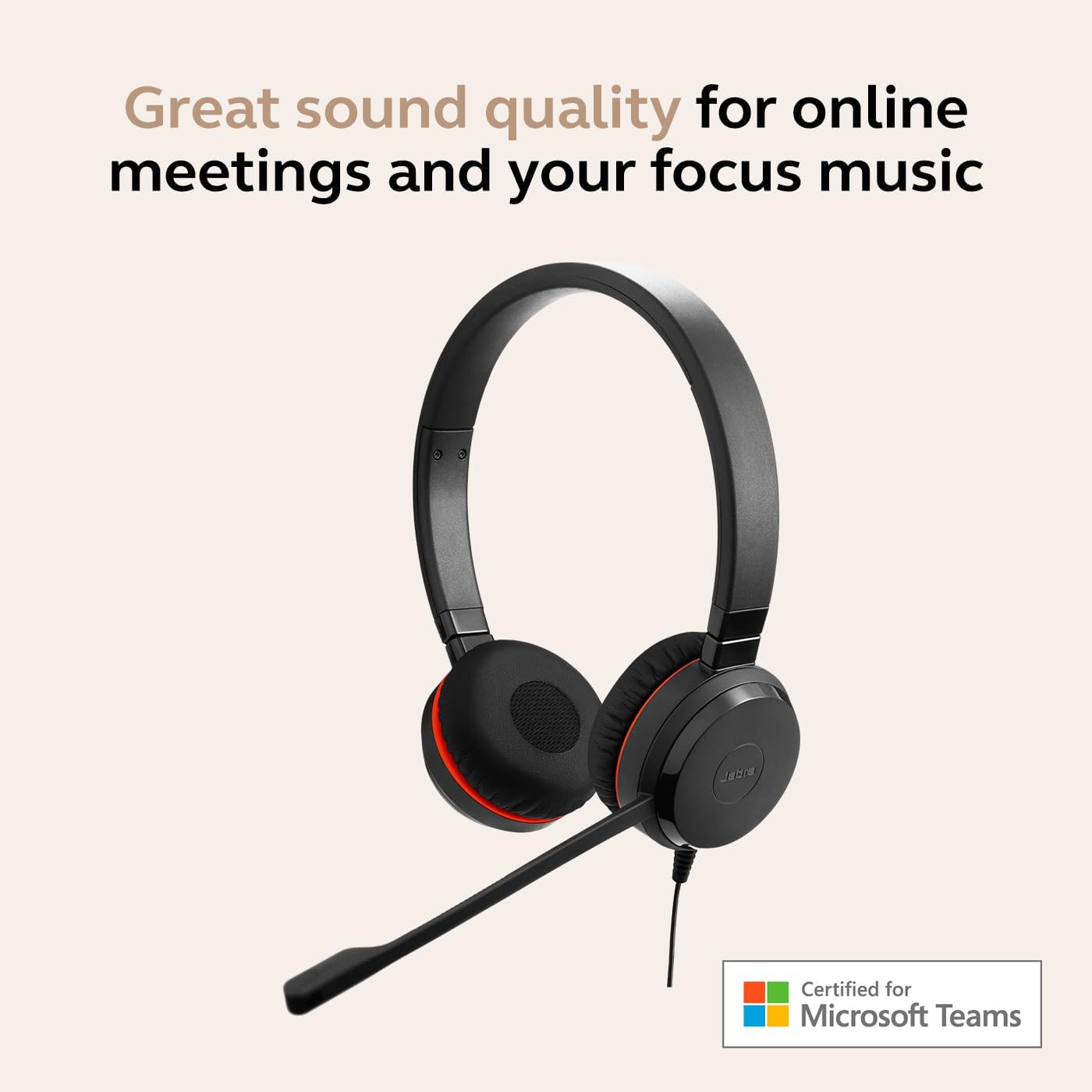 Jabra Evolve 30 II Wired Dual-Ear Headset with Mic for Work - 3.5mm Jack or USB-A/USB-C Connectivity, Computer Headset with Noise-Cancelling Microphone, Microsoft Teams Certified, Call Control – Black