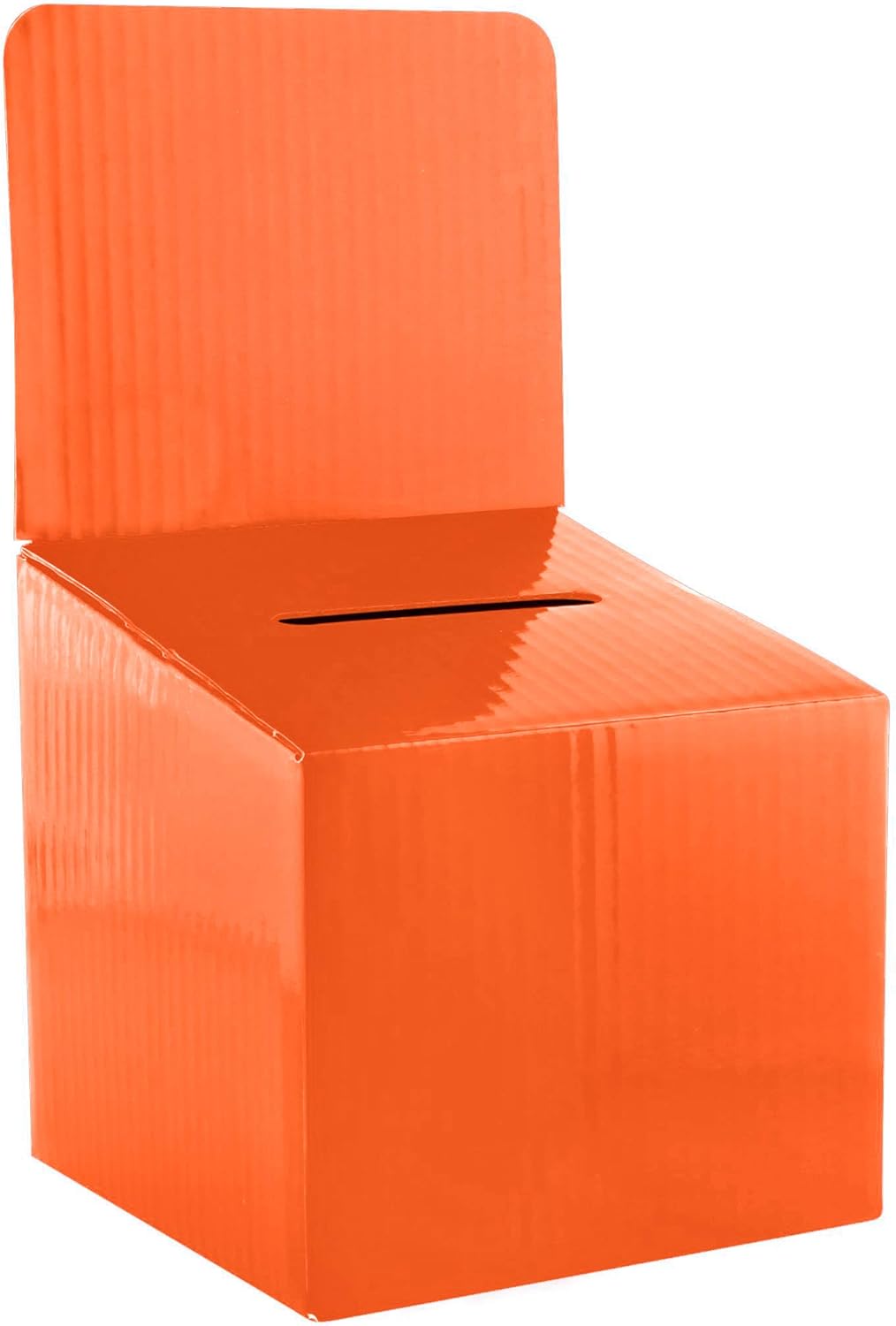 Raffle Ticket Donation Collection Ballot Box Reusable Sturdy thick Cardboard with Slot comment Suggestion Box With Removable Header 6H x 6W x 6D, Display area 6H x 6W(Orange 5 pack)
