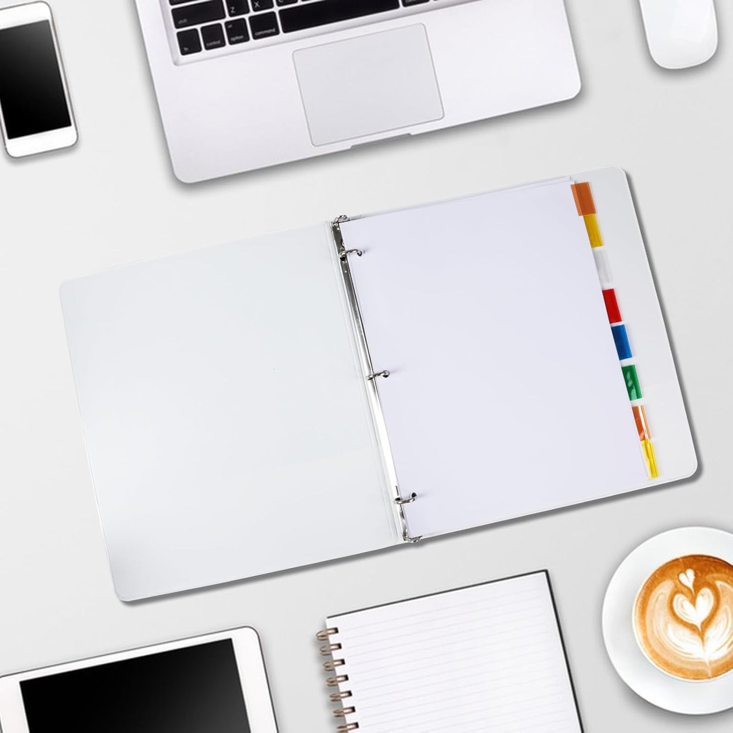 Binder Divider, PANDRI 120 Pack Binder Index White Dividers with 8 Insertable Multicolor Big Tab, Letter Size Paper Binder Divider for School Office Home Business