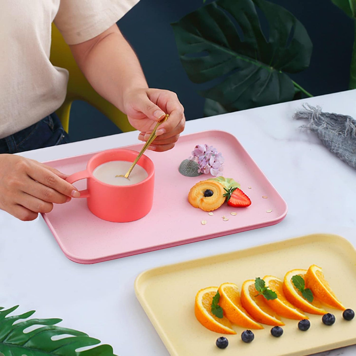 Plastic Art Trays,8 Pack Stackable Activity Tray Crafts Organizer Tray Serving Tray Jewelry Tray for DIY Projects, Painting, Beads, Organizing Supply,8 Color (12.2 x 8.9 Inches)