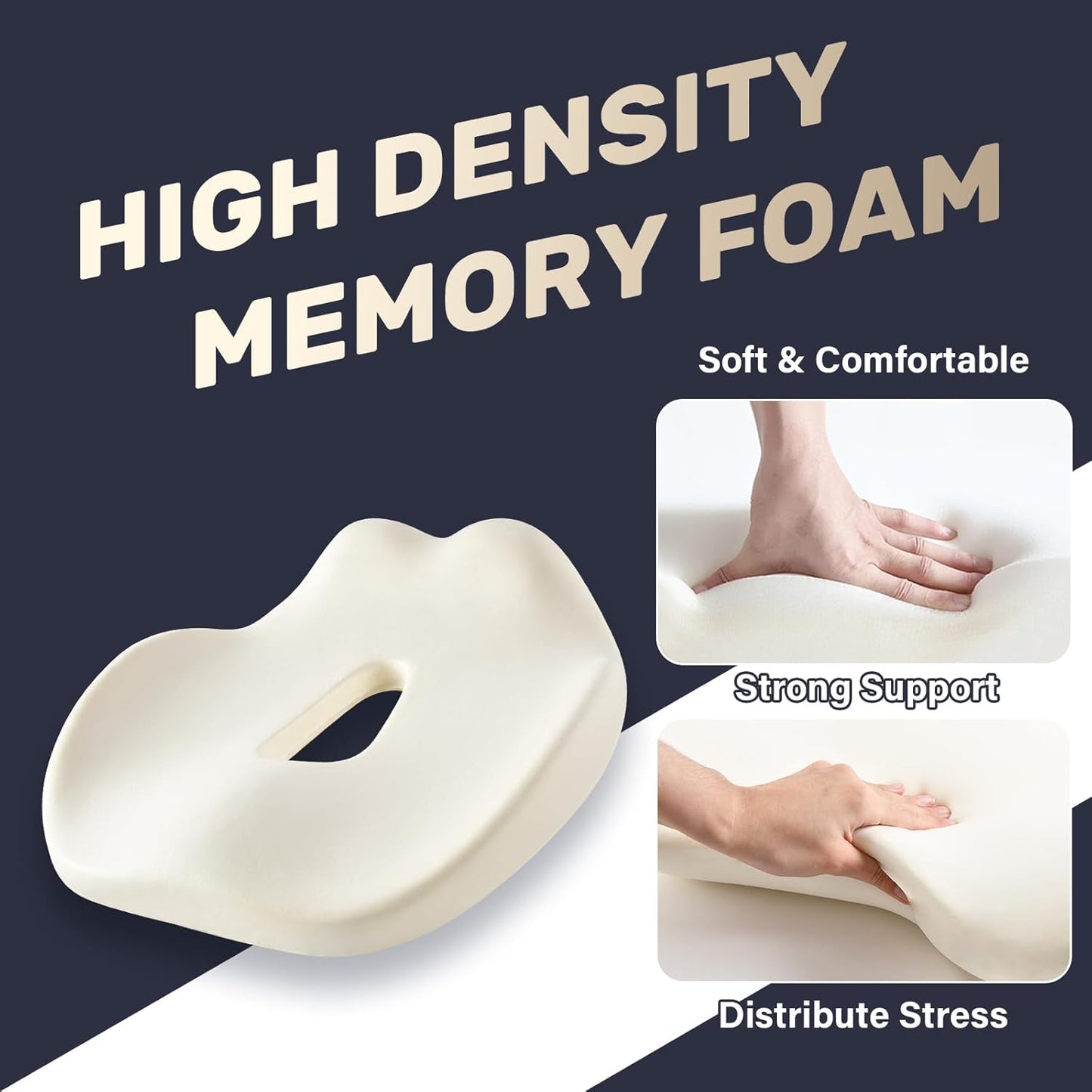 Coverado Car Seat Cushion for Car Seat Driver/Passenger, Memory Foam Seat Cushions for Office Chairs, Tailbone Pain Relief Cushion, Sciatica & Back Support Black&Gray