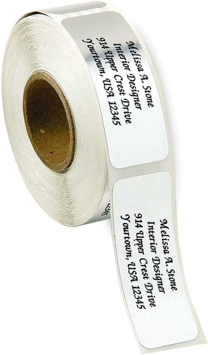 Personalized Return Address Labels, Roll of 250 Silver Foil Self-Adhesive Labels Without Dispenser, Customize with Name & Shipping Address, Colorful Images