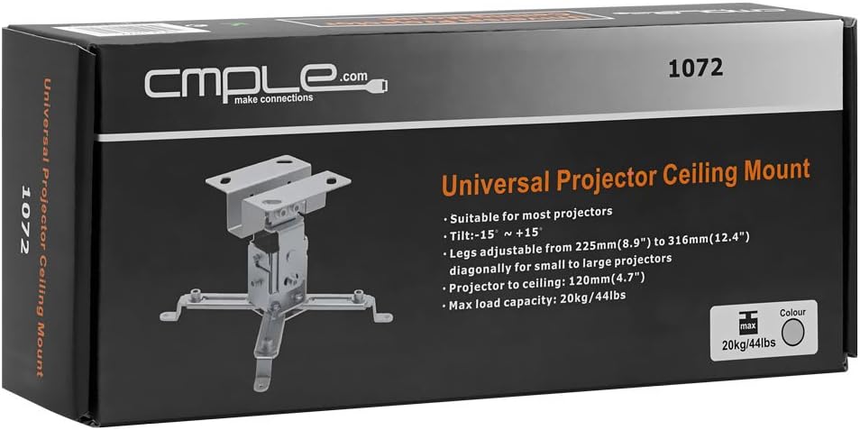Cmple - Universal Solid Ceiling Projector Mount, Projector Bracket with Tilt and Adjustable Legs for LCD/DLP Projectors