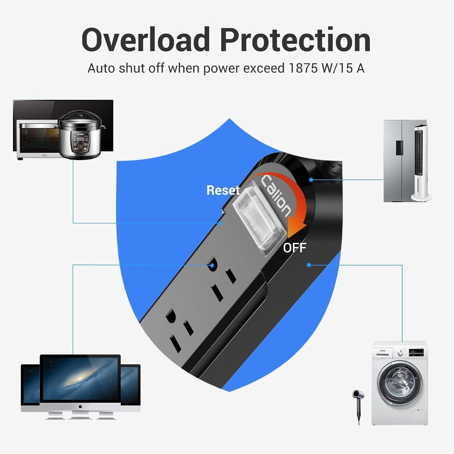 IPX6 Outdoor Power Strip Weatherproof, Waterproof Surge Protector with 3 Wide Outlet 10FT Long Extension Cord, Wall Mountable for Outside Decorations and More UL Listed(Black)