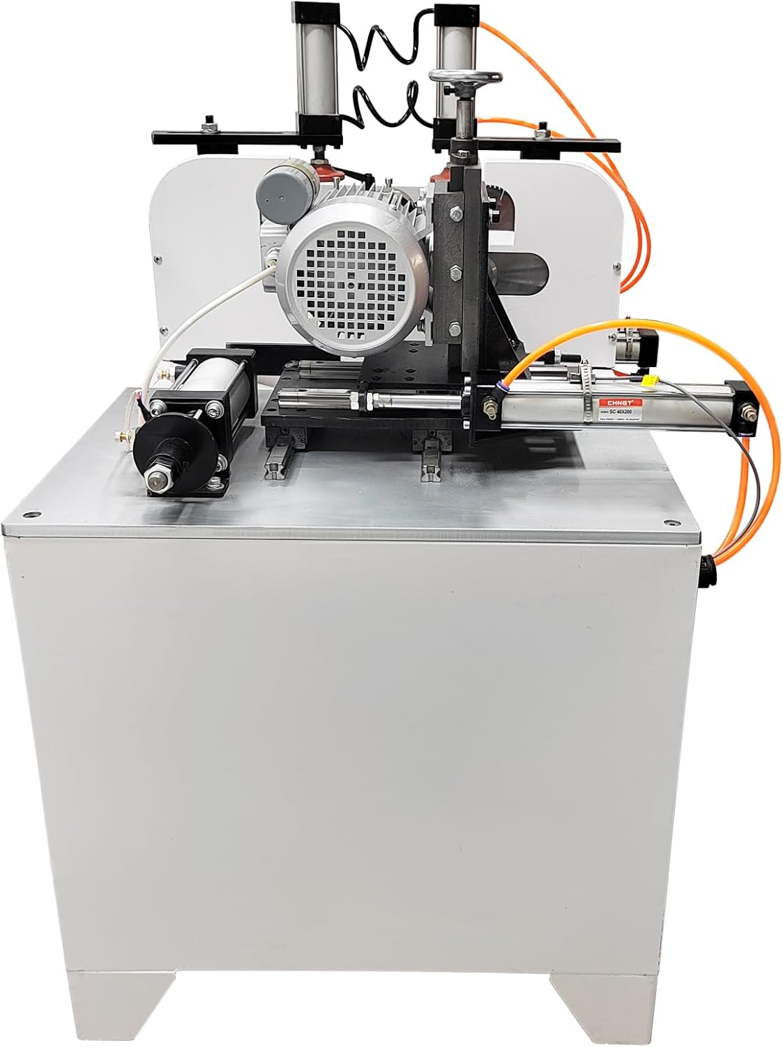 45° Corner Cutting And Punching Machine 220V 5-40mm Drilling Depth with 2 Spindles 8-inch Alloy Saw Blade Woodworking Drilling Tool for Wood Aluminum 1.5KW