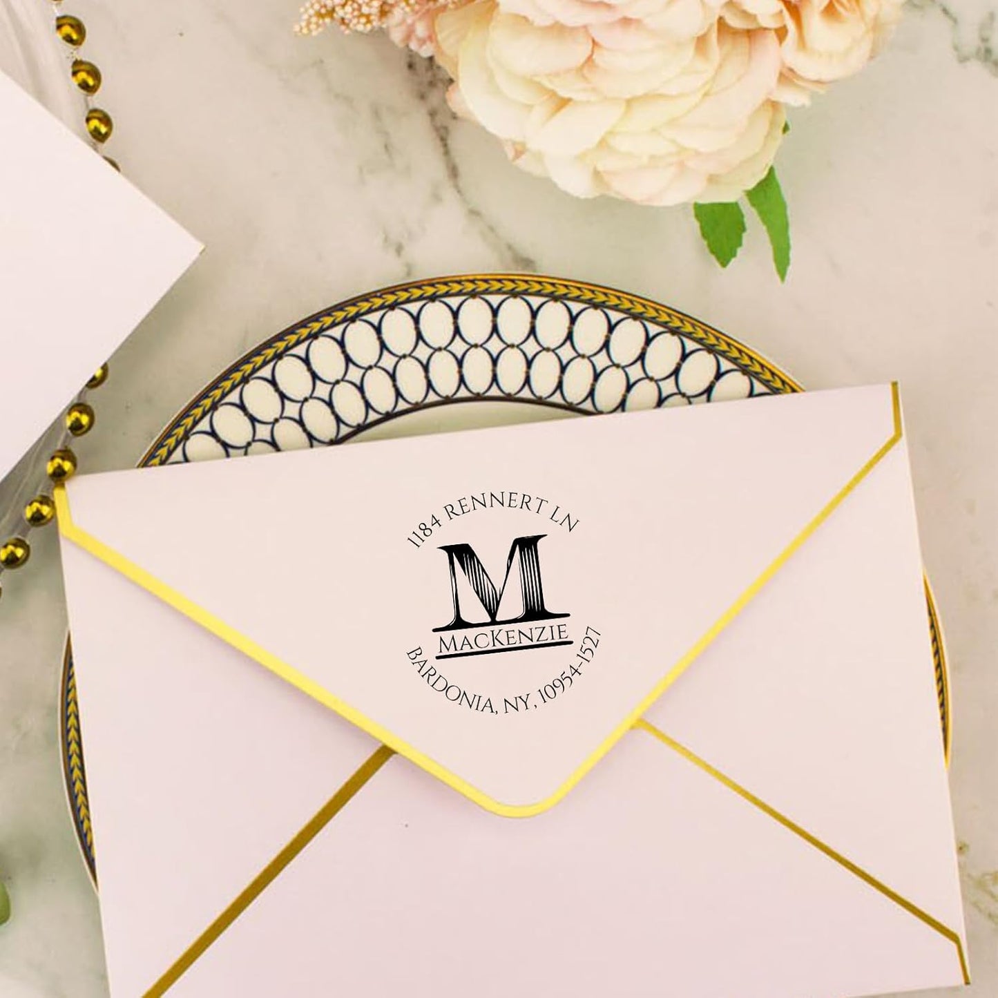 EAQ Custom Stamp Self Inking Return Address Stamp, Personalized Stamp with Text Logo | Business Logo Stamp | Address Stamp | Wedding Stamp