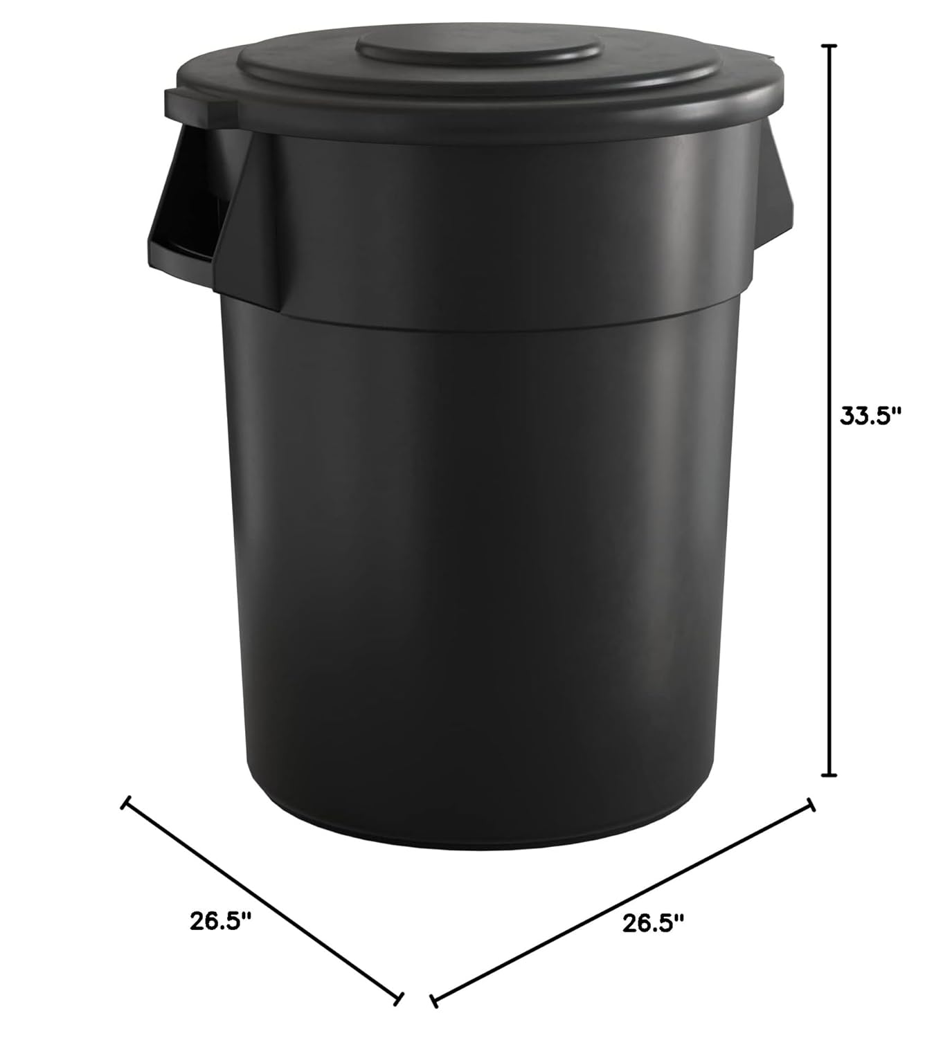 55 Gallon Black Round Commercial Trash Can with Lid