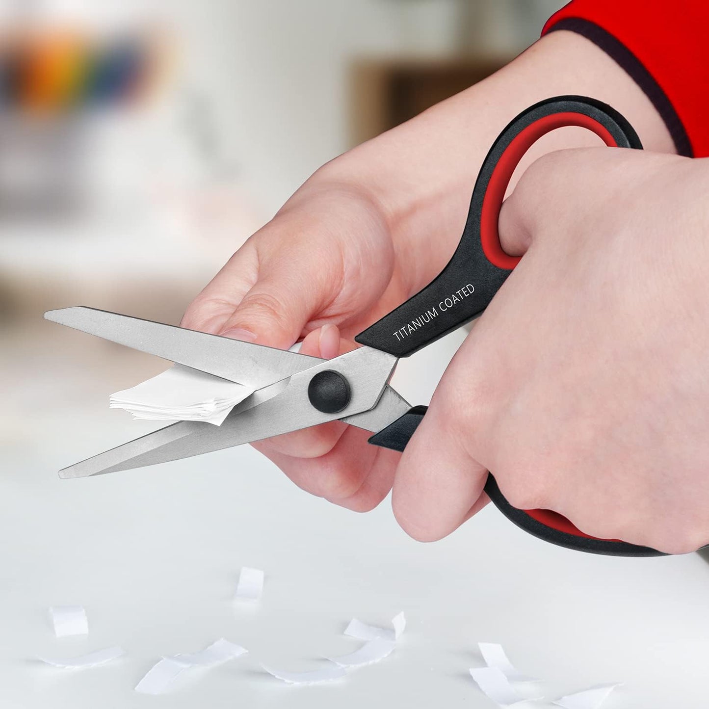 Scissors 8" Multipurpose Right/Left Handed Titanium Coated Sturdy Sharp Scissors for Office Home School Students