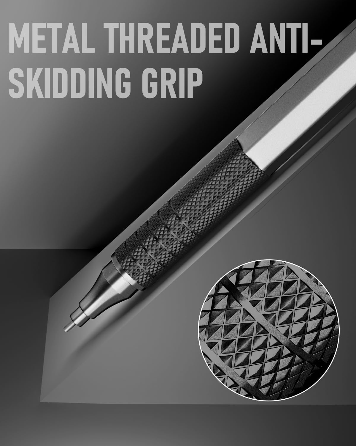 Four Candies 0.5mm Mechanical Pencil Set with Case, 3PCS Metal Artist Lead Pencil with 8 Tubes (480PCS) HB Lead Refills, 3 Erasers, 9 Eraser Refills For Engineer Art Writing Drawing Drafting, Black