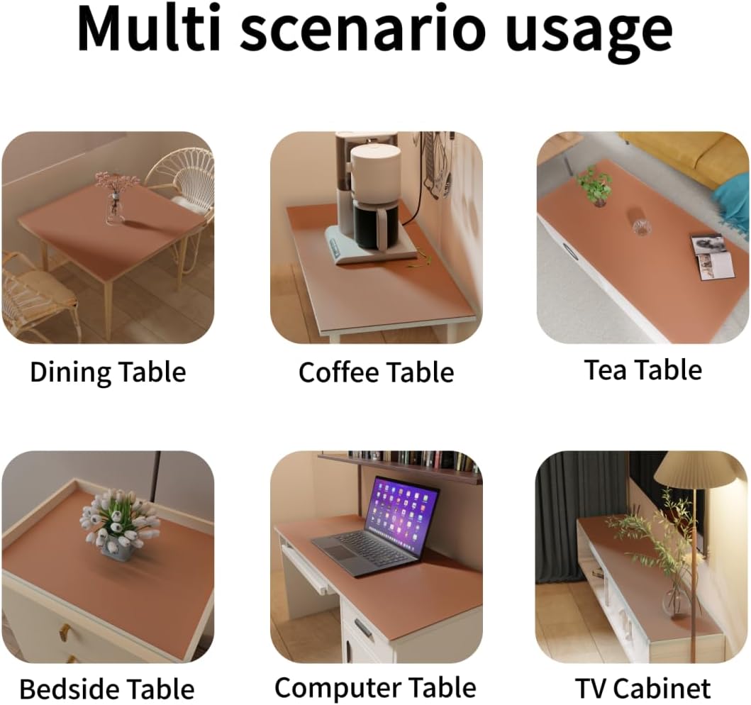 Table Pad - Used for Square Table Waterproof and Easy to Clean Good Flatness Easy to Used for Dining Table(Brown+Gray 46x46)