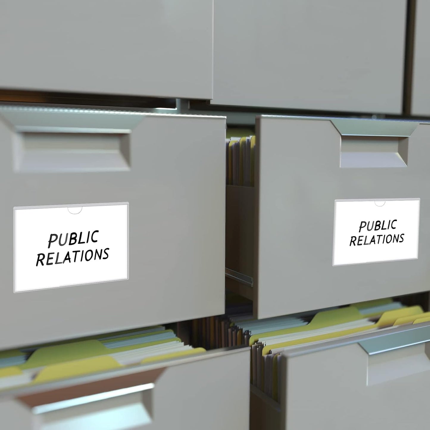 Outus 500 Pack Self Adhesive Index Card Holder Clear Plastic Label Pockets with Top Open for Loading Sticky Business Card Sleeves for Storage Bins Library Organizing Photo Protecting(4.33 x 6.3 Inch)