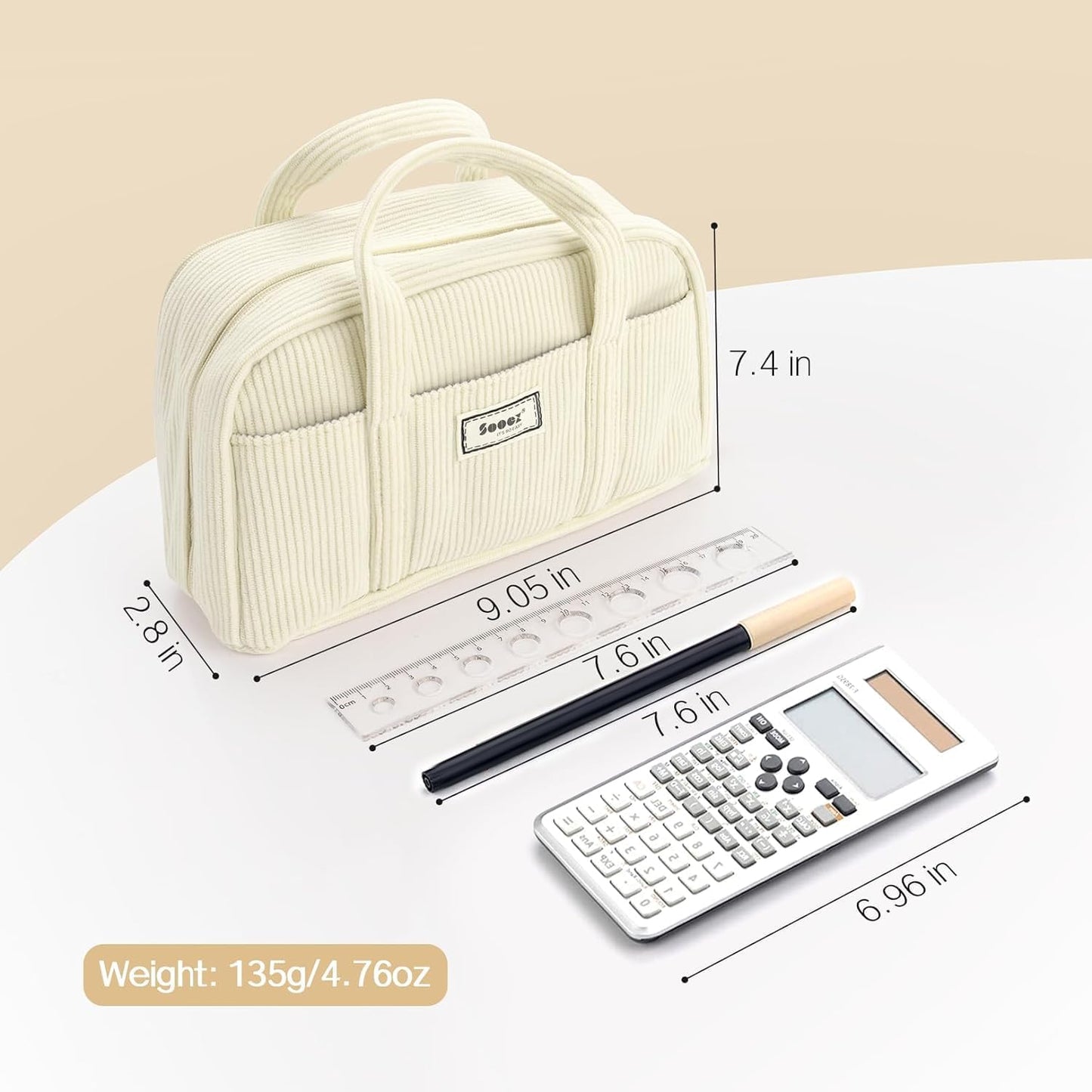 Sooez Large Pencil Case Pouch, Extra Big Pencil Bag with 5 Compartments, Pen Bag Wide Opening, Soft Corduroy Pencil Pouch Organizer with Zipper, Cute Aesthetic School Supplies for Teen Girls-Blue