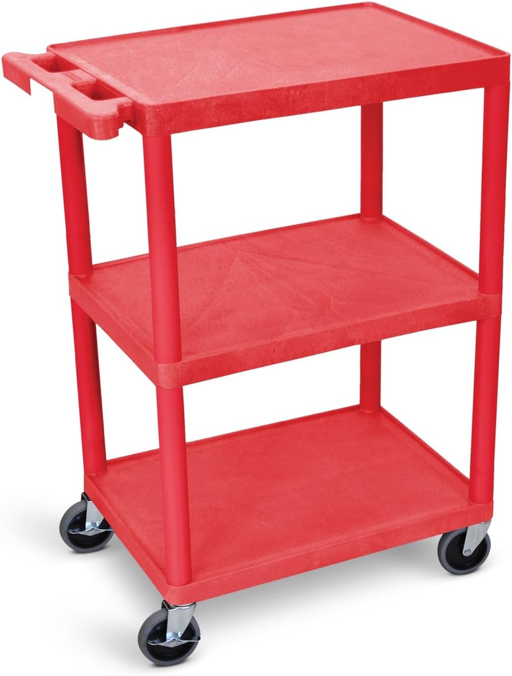 Luxor HE34 Utility Cart (Pack of 2) 3 Shelves Structural Foam Plastic - Red