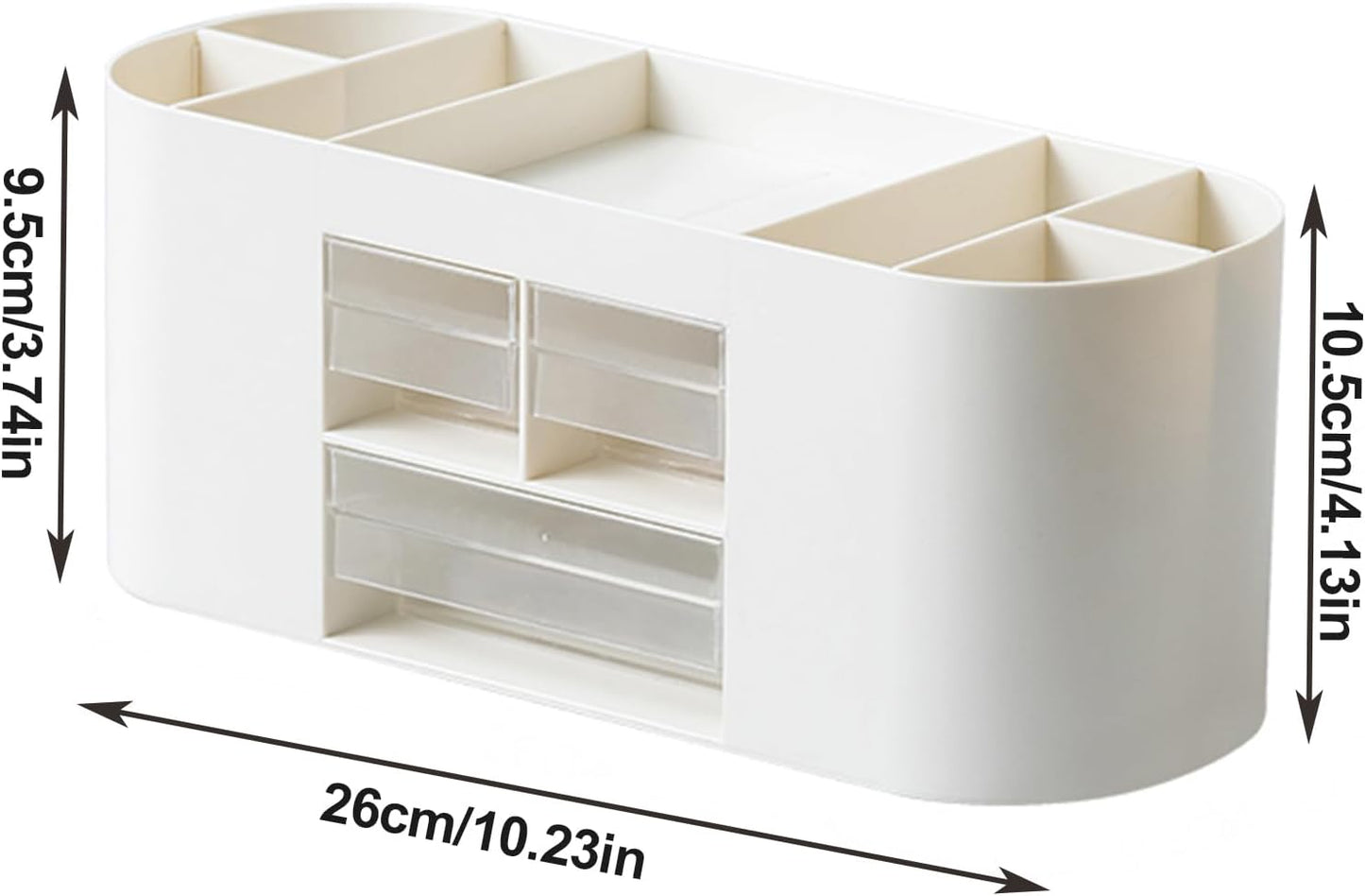 INSTOME Pencil Pen Holder for Desk with 3 Drawers - All-In-One Desk Organizer - Perfect Desk Accessories for Office Use - Stylish & Convenient Desk Organizers and Accessories (Beige)