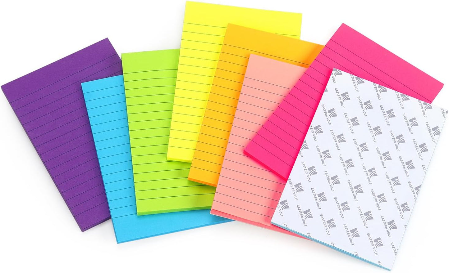 Eastern Wolf 8 Pads Lined Sticky Notes 4x6 Sticky Notes with Lines Self-Stick Note Pads 8 Bright Multi Colors, 35 Sheet/Pad
